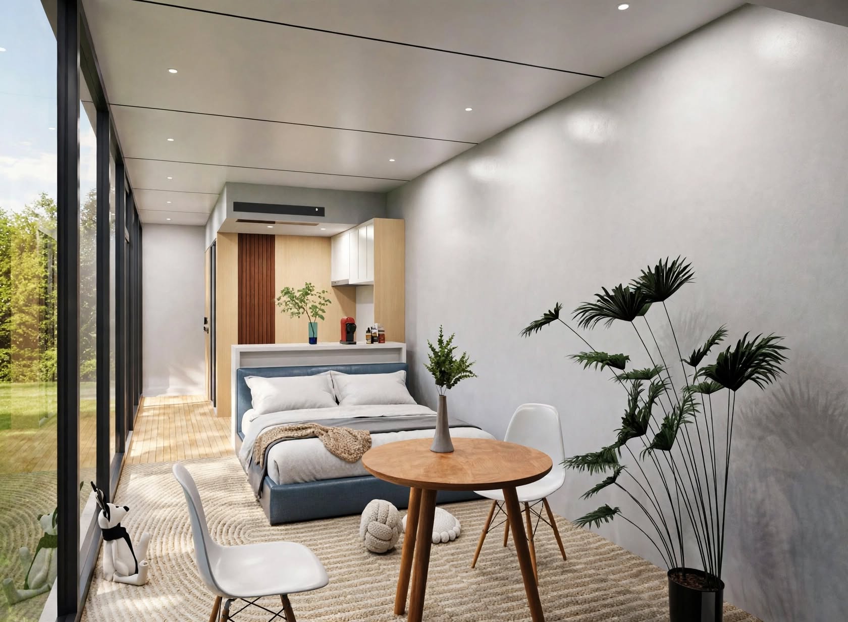 Apple Cabin interior — living area